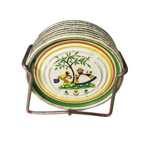1930’s Vintage Dutch Tin Litho Graphic Coasters